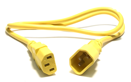 C13 to C14 Extension Cable 1mm² Yellow 1m